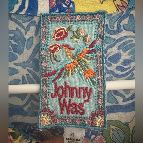 Johnny Was - Size XL Midsummer Sednea 100% Silk Ruffle Tunic Blouse - Picture 7 of 8